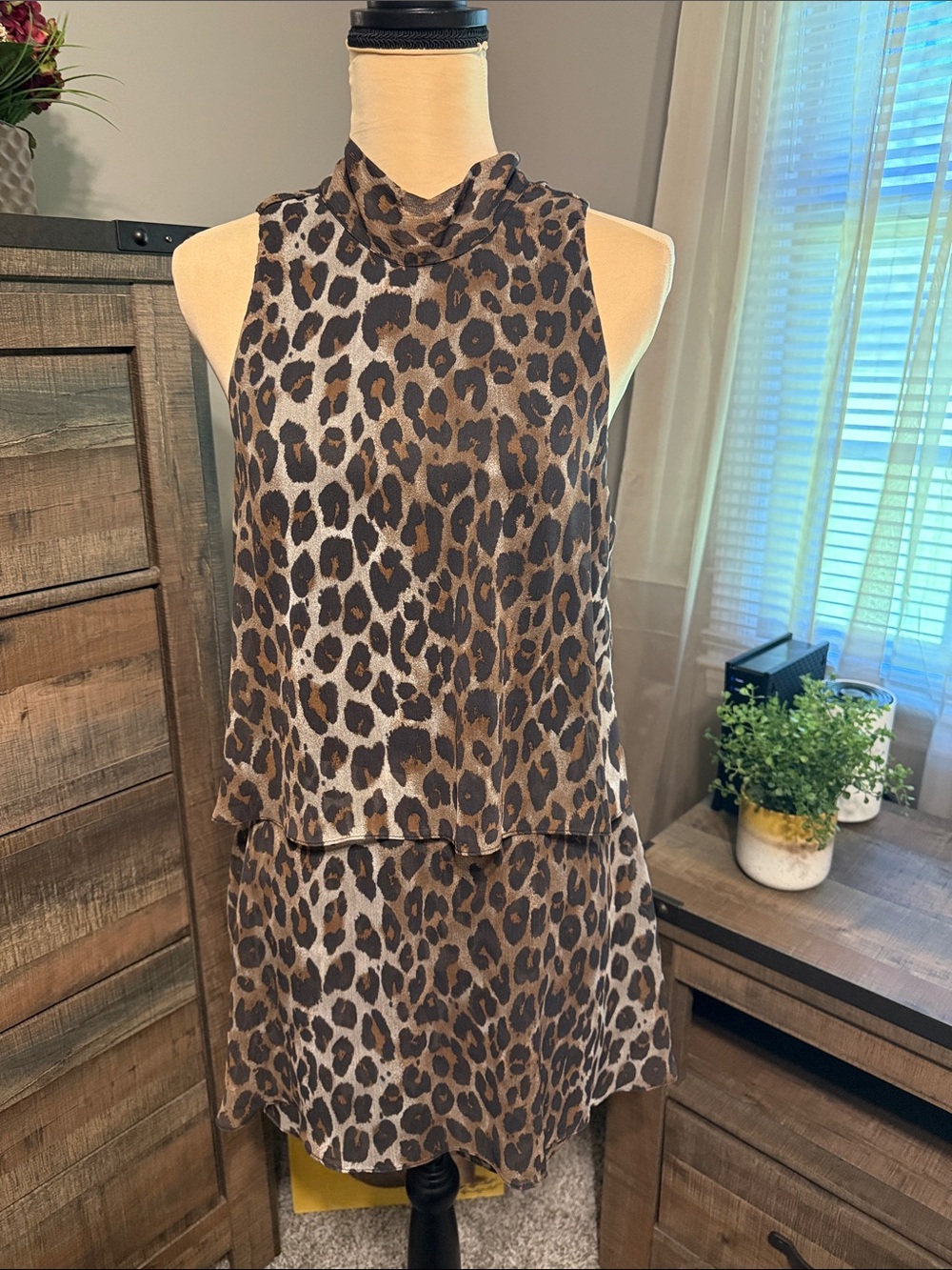 DO+BE Brown and Black Leopard Print Sleeveless Jumpsuit Romper
